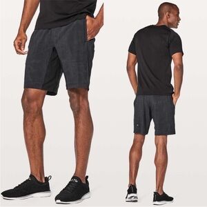 LULULEMON T.H.E. Short 9” Inseam Linerless in Grid Lines Deep Coal Black